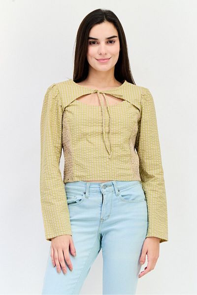 Levi's Women Tie Neck Long Sleeve Checkered Blouse, Multicolor