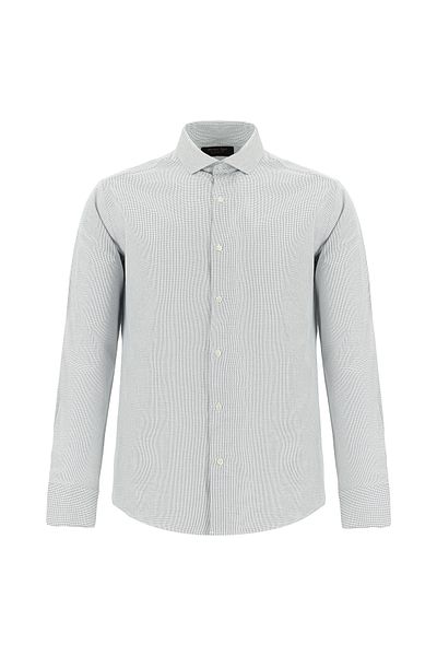 Abdullah Kiğılı Long Sleeve Slim Fit Slim Fit Classic Patterned Cotton Shirt