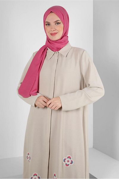 Alvina FLOWER PATTERNED SHIRT COLLAR LONG TUNIC 43790