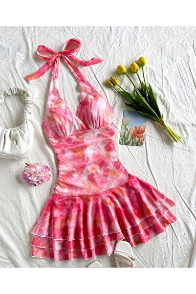 La Saade Y2k Coquette Pembe Lolita Prenses Fırfırlı Kısa Elbise