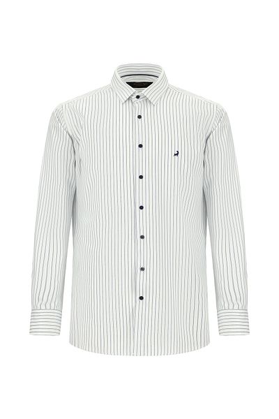 Abdullah Kiğılı Long Sleeve Regular Fit Striped Cotton Shirt