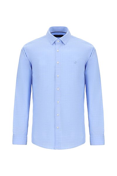 Abdullah Kiğılı Long Sleeve Slim Fit Slim Fit Patterned Cotton Shirt