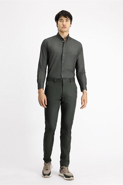 Kiğılı Long Sleeve Regular Fit Patterned Sports Cotton Button Lapel Shirt