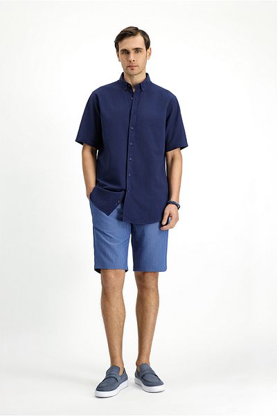Kiğılı Short Sleeve Regular Fit Button Collar Cotton Shirt