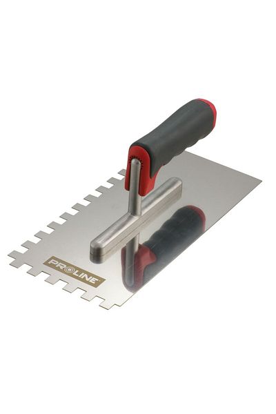 PROLINE Stainless Steel Notched Trowel With Rubberized Handle 270X130/12Mm