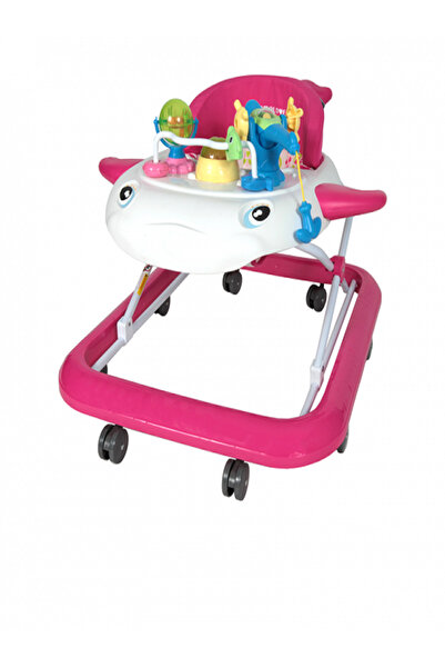 rexa مشاية أطفال متعددة الوظائف بتصميم دولفين مع ألعاب - وردي