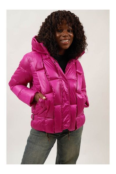 Queen Drama GEACA SCURTA GROASA DE IARNA CU GLUGA MOZAIC GUARDA Fucsia L-XL