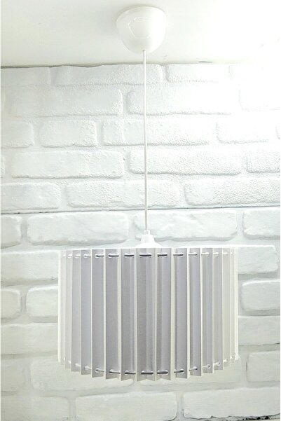 Decodelight Pileli Desen Silindir Model Beyaz Kumaşlı El Yapımı Tasarım Tekli Sarkıt Avize Aydınlatma Modelleri