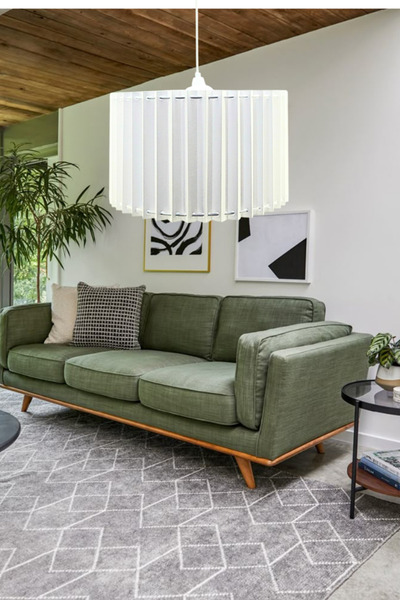 Decodelight Pileli Desen Silindir Model Beyaz Kumaşlı El Yapımı Tasarım Tekli Sarkıt Avize Aydınlatma Modelleri