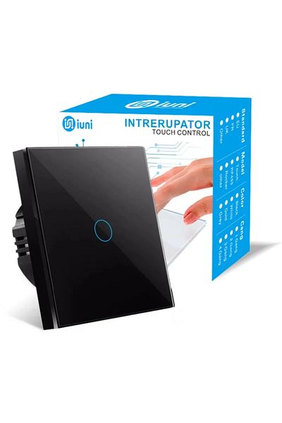 iUni Touch Switch For Stairwell, Cross Head 1f, Tempered Glass, Led, Black