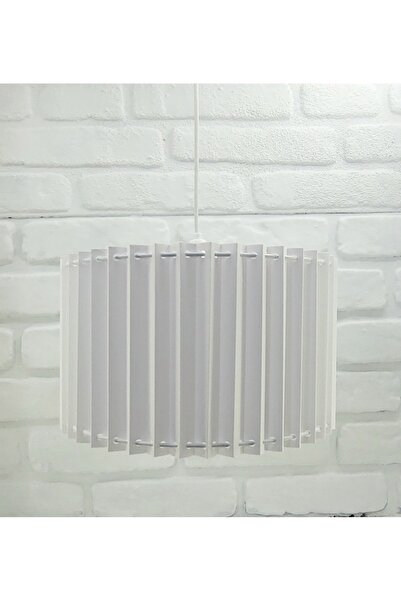 Decodelight Pileli Desen Silindir Model Beyaz Kumaşlı El Yapımı Tasarım Tekli Sarkıt Avize Aydınlatma Modelleri