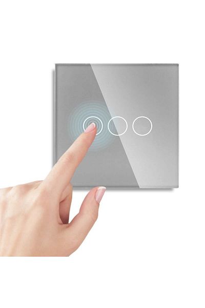 iUni Touch switch iUni 3F, Tempered Glass, LED, Silver