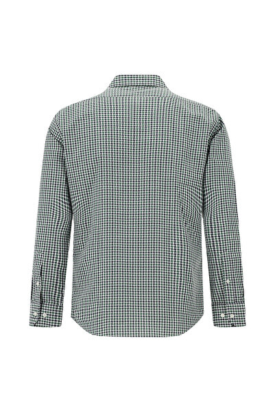 Abdullah Kiğılı Uzun Kol Slim Fit Dar Kesim Düğmeli Yaka Pamuk Ekose Gömlek