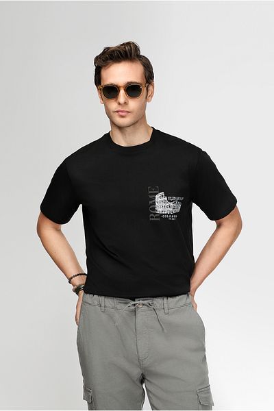 Kiğılı Crew Neck Regular Fit Printed Cotton T-Shirt