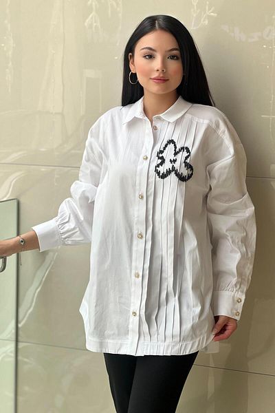 Ghisa Pleated Bead Embroidered Shirt