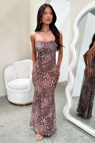 MAYHOŞ BUTİK Women's Leopard Tulle Dress