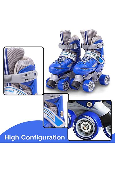 Generic Adjustable Polyurethane Roller Skate With Four Wheels For Children Ages 3-12, Pink Size M