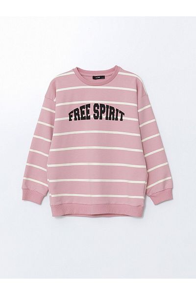 LC Waikiki Crew Neck Printed Girl's Sweatshirt