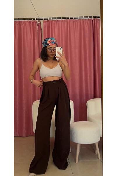 e&dcollezione Yandan katlama düğme detay palazzo o