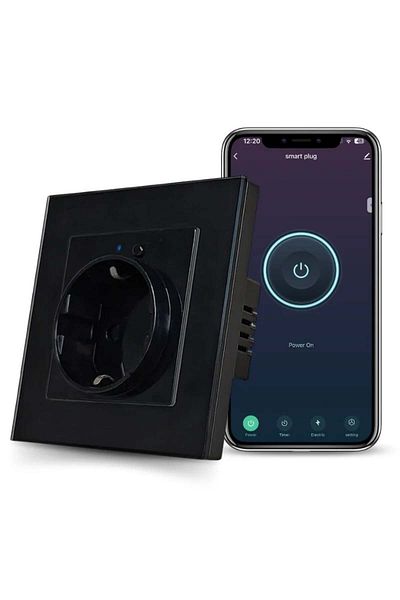 iUni Smart Socket iUni SS1, WiFi, 16A, Smart Life / Tuya APP, Alexa/Google Assistant Compatible, Black