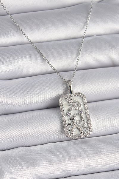 Skygo 316L Steel Silver Color Chain Capricorn Zodiac Sign Zircon Stone Women's Necklace - Tj-Bko9449