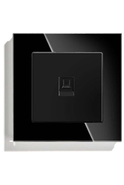 iUni Internetová zásuvka RJ45, Cat6, rám z tvrzeného skla, SD, černá