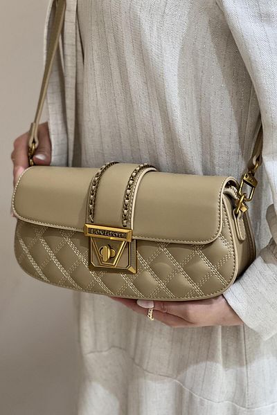 Levidor Oval Quilted Patterned Shoulder Crossbody Bag