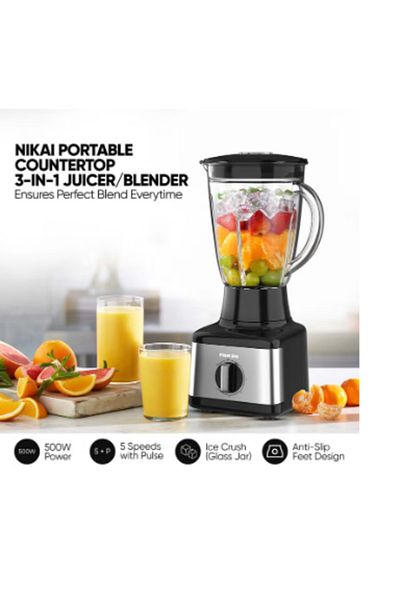 Nikai 3-in-1 Blender 500W NB3900GEB Black