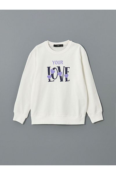 LC Waikiki Crew Neck Printed Girl's Sweatshirt
