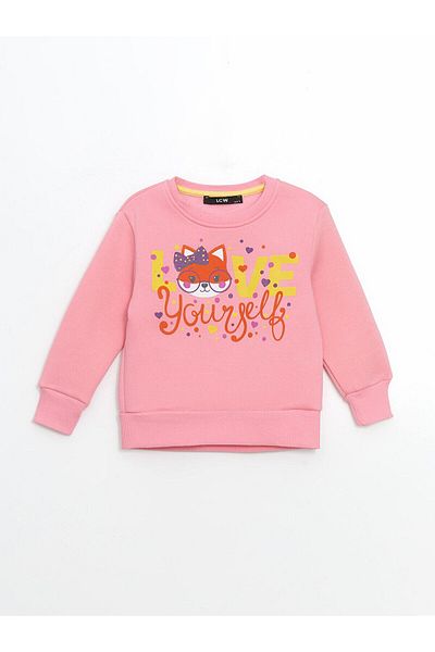 LC Waikiki Crew Neck Printed Girl's Sweatshirt