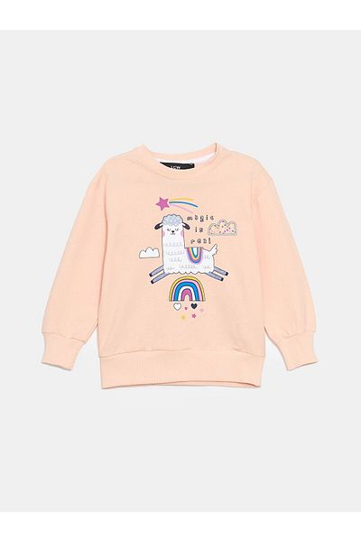 LC Waikiki Crew Neck Printed Girl's Sweatshirt