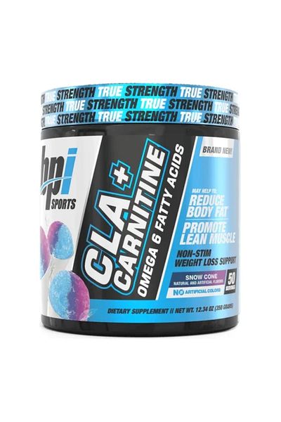 bpi Sports Cla Plus Carnitine, Snow Cone, 50 Servings, Boost Performance, Supports
