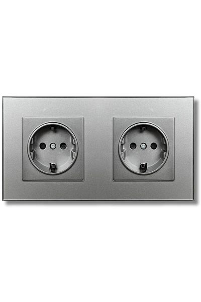 iUni Double Socket With Tempered Glass Frame Ws2, 16a, Silver