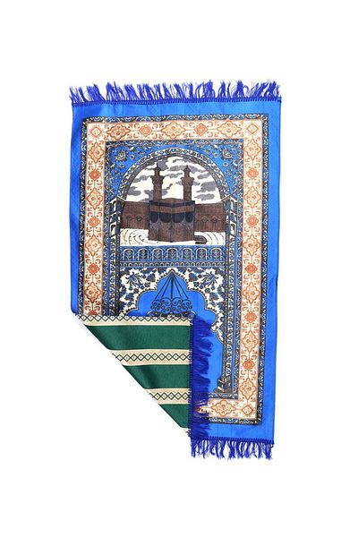 MANASEK Makkah Printed Prayer Mat (Blue)