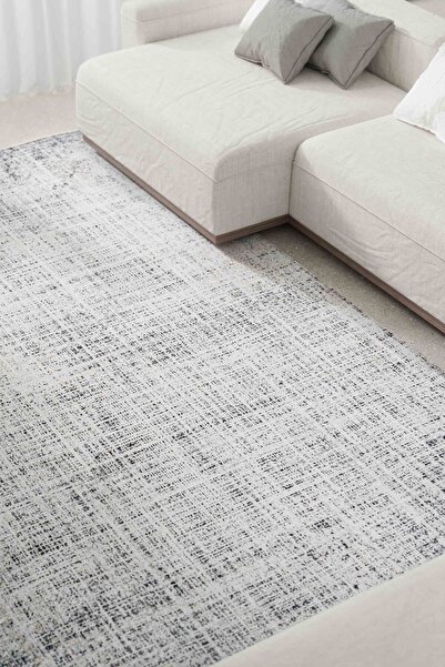 Serente Home Antique Line Patterned Washable Non-Slip Base Chenille Gray Kitchen Carpet 4167