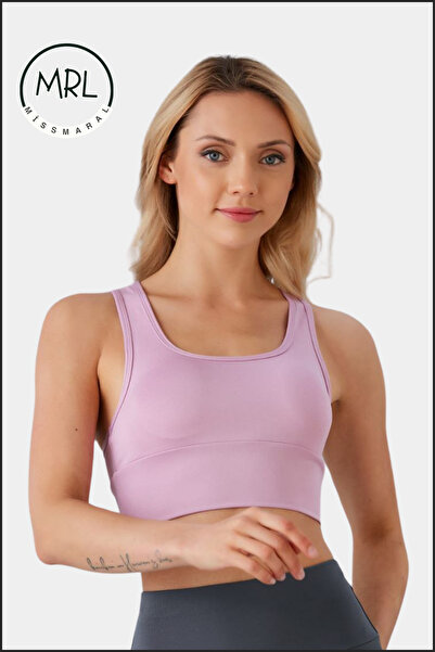 missmaral Women's Lilac Color Sports Bra with Pad Lycra Supportive Water Sports Running Fitness Dance Sports Bra