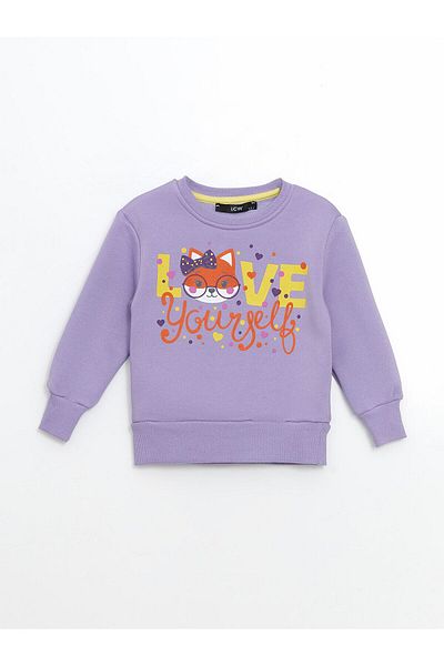 LC Waikiki Crew Neck Printed Girl's Sweatshirt