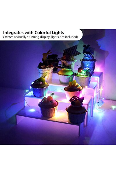 Generic Acrylic Display Riser,4.3mm Heavy Duty Crystal Display Stand Shelf,4 Pack (White)