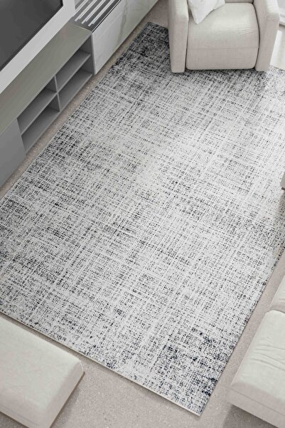 Serente Home Antique Line Patterned Washable Non-Slip Base Chenille Gray Kitchen Carpet 4167