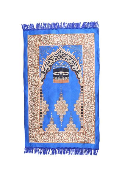 MANASEK Makkah Polyester Prayer Mat (Blue)