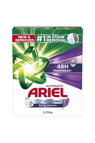 Ariel Fast Dissolving Laundry Detergent Powder with Lavender, 2.25 KG