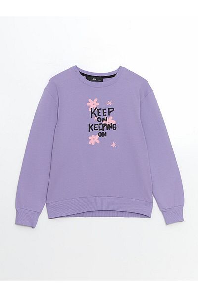 LC Waikiki Crew Neck Printed Girl's Sweatshirt