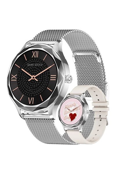 Smart Vibe Smartwatch ViBE™ ALLURE Ultra Touch, 24/7 Fitness Tracker, Metal and Silicone Strap, Silver