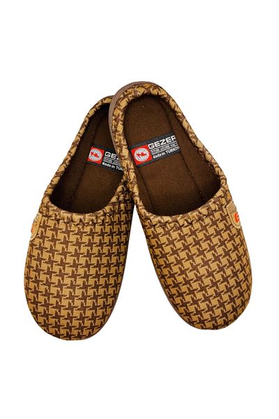 GEZER Men's Slippers, Light Brown, Size 44, Heeled Model, 28 Centimeters