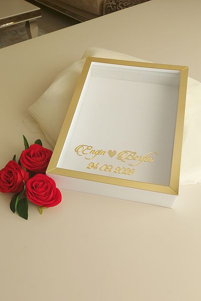 hobicehayaller 25x35 Cm Rama cu memorie adâncă numită! Noi cutii de trandafiri la modă! Design de flori de logodnă!