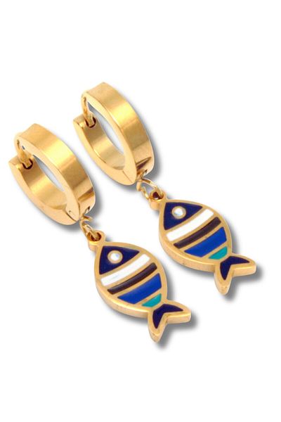 Waves And Pebbles Fish Earrings