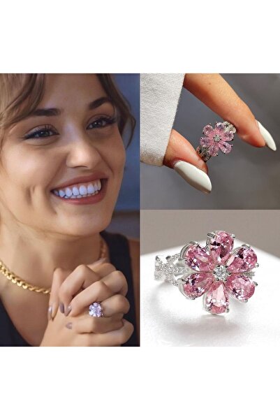 azo jewellery Hande erçel yüzüğü 925 ayar gümüş rodyum kaplama