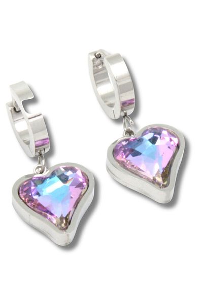 Waves And Pebbles Shiny Heart Earrings