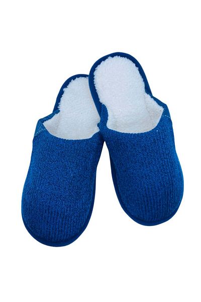 TECOS Papuci de casa imblaniti pentru adulti, TECOS, marime 44-45, albastru, foarte caldurosi, 29 cm