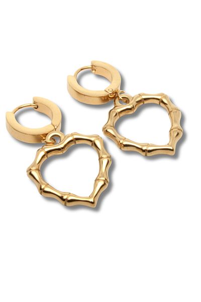 Waves And Pebbles Angular Heart Earrings